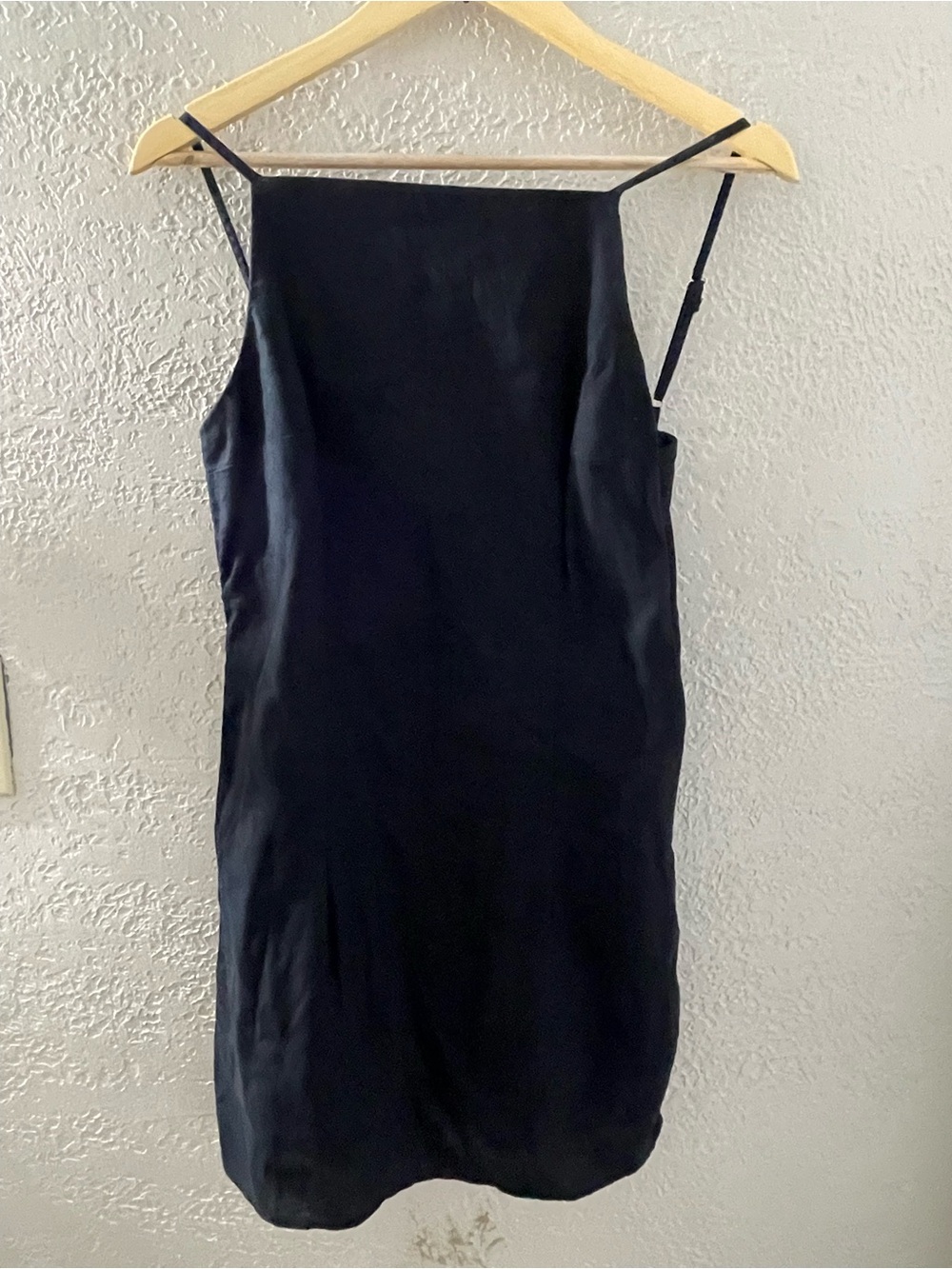 Abercrombie & Fitch Black Linen Blend Mini Slip Dress with Thin Straps Medium